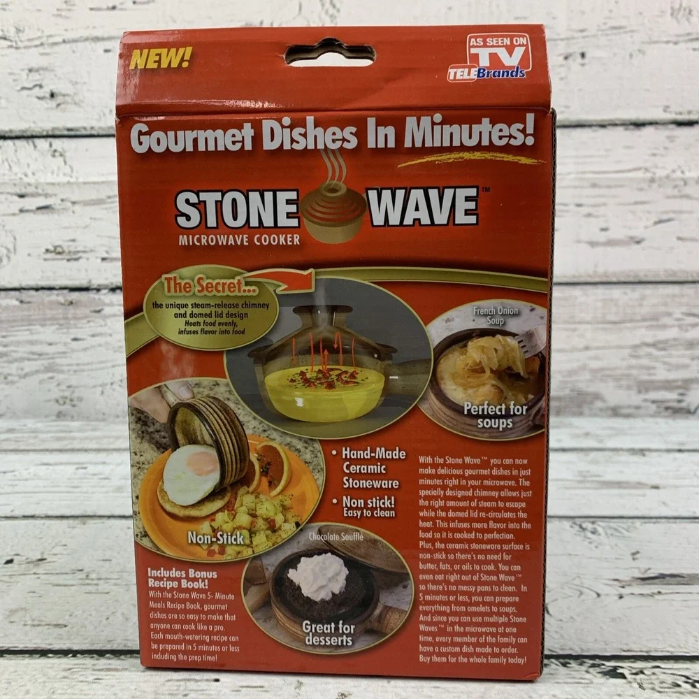 Stone Wave Microwave Cooker Gourmet Dishes in Minutes Bonus Recipe‎ Book New